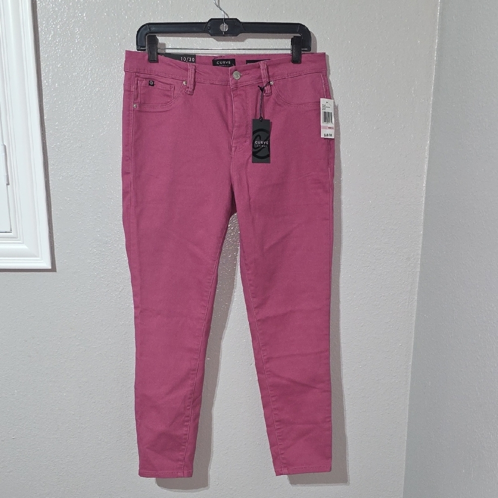 Curve Appeal Minimalist Jegging Jeans Fushia Tummy Tucking Size 10/30 NWT
